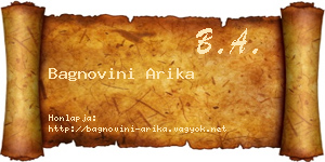 Bagnovini Arika névjegykártya